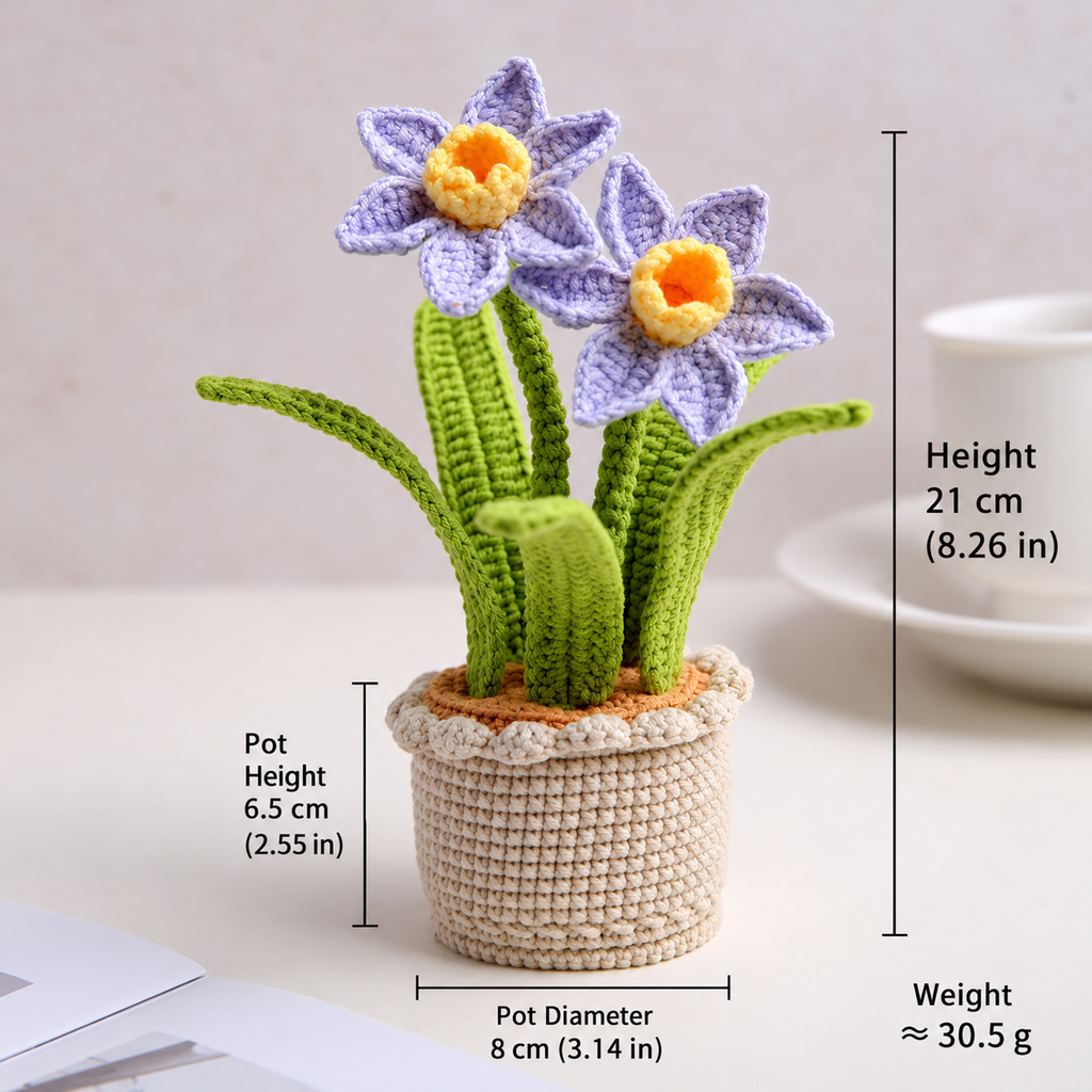 Crochet Daffodil Potted Plant-2-Pack