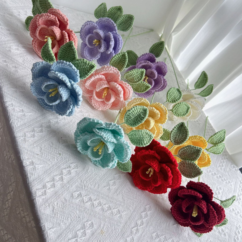 Crochet French Rose Stems-5-Pack