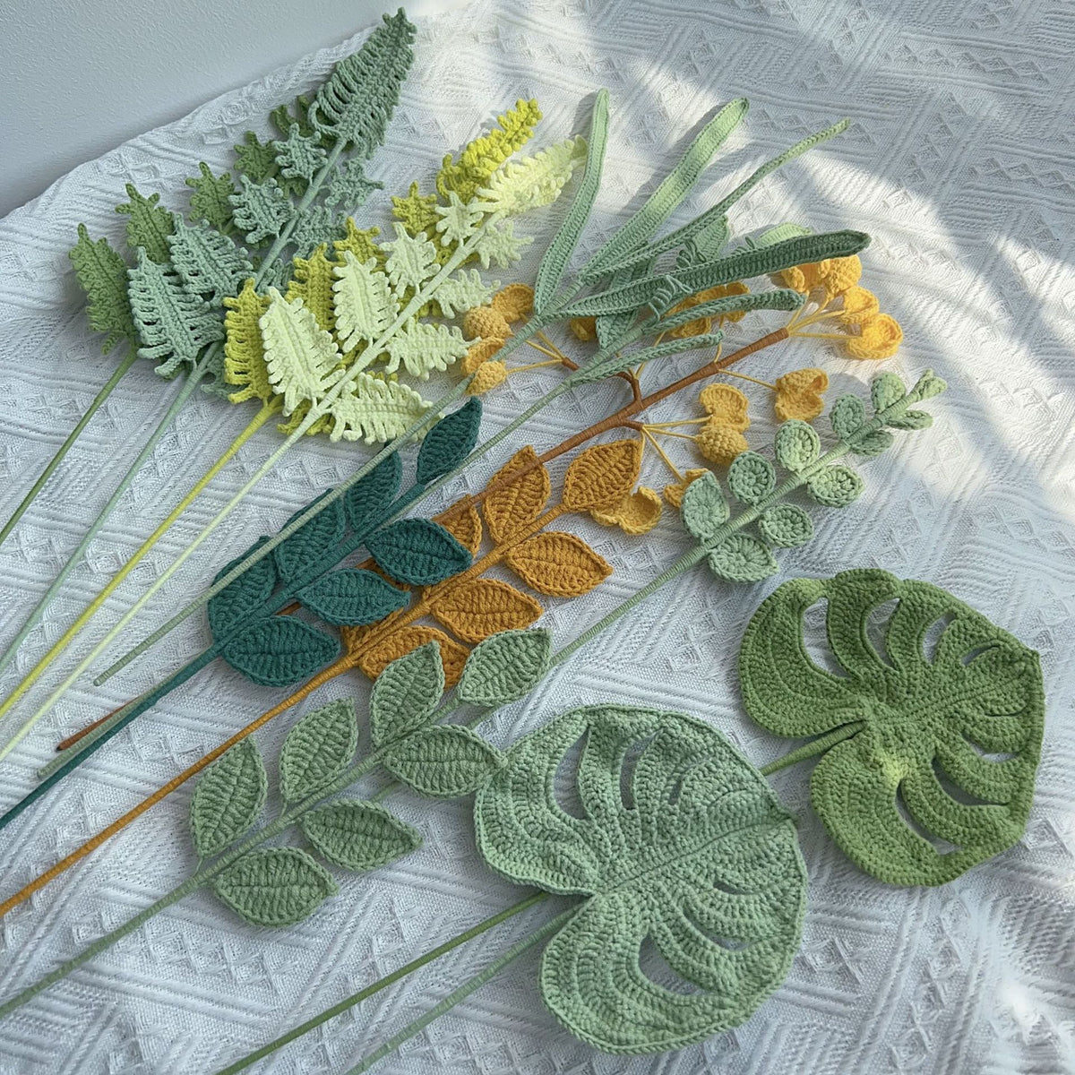 Crochet Greenery Foliage Stems-10-Pack