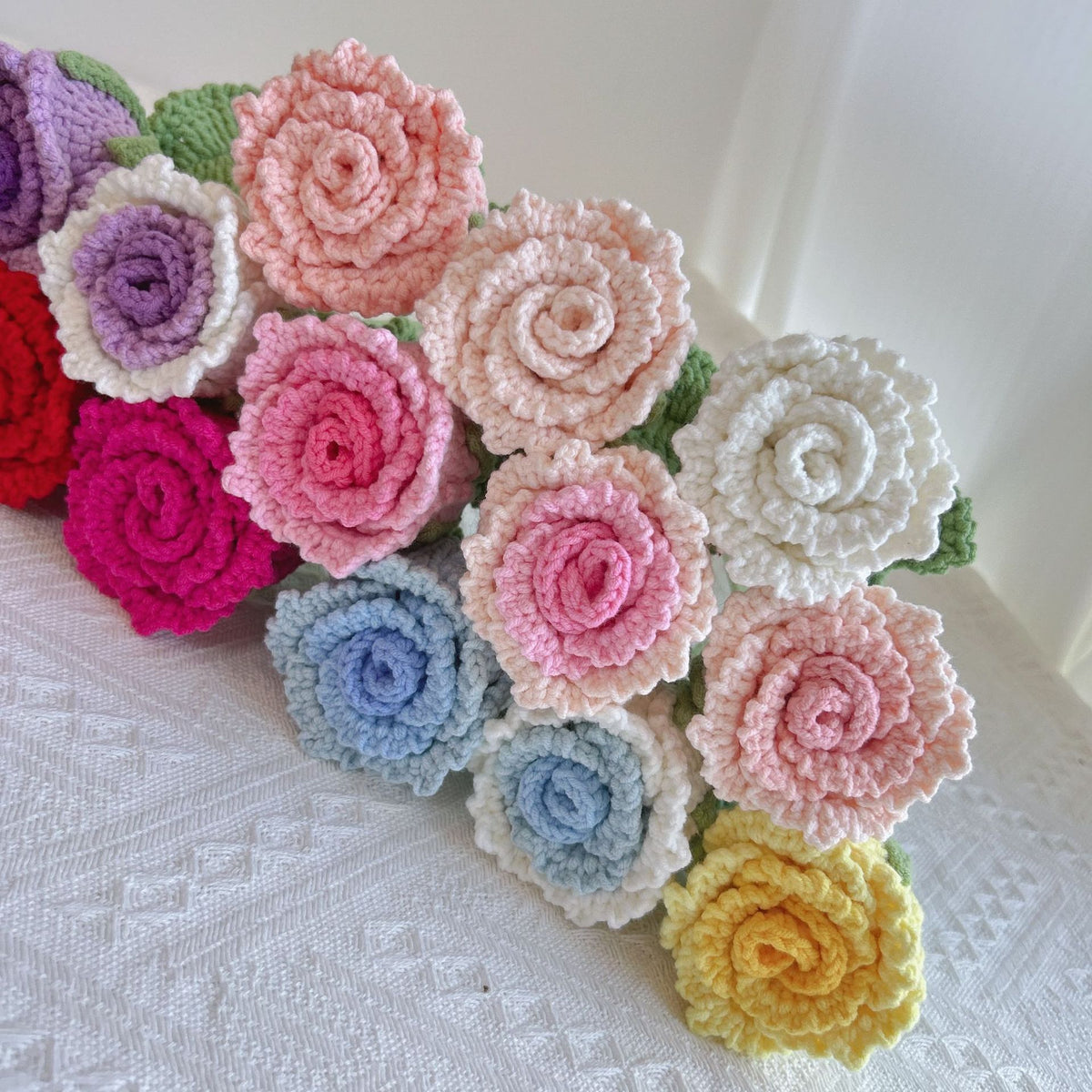 Crochet Luoshen Rose Flowers-10-Pack