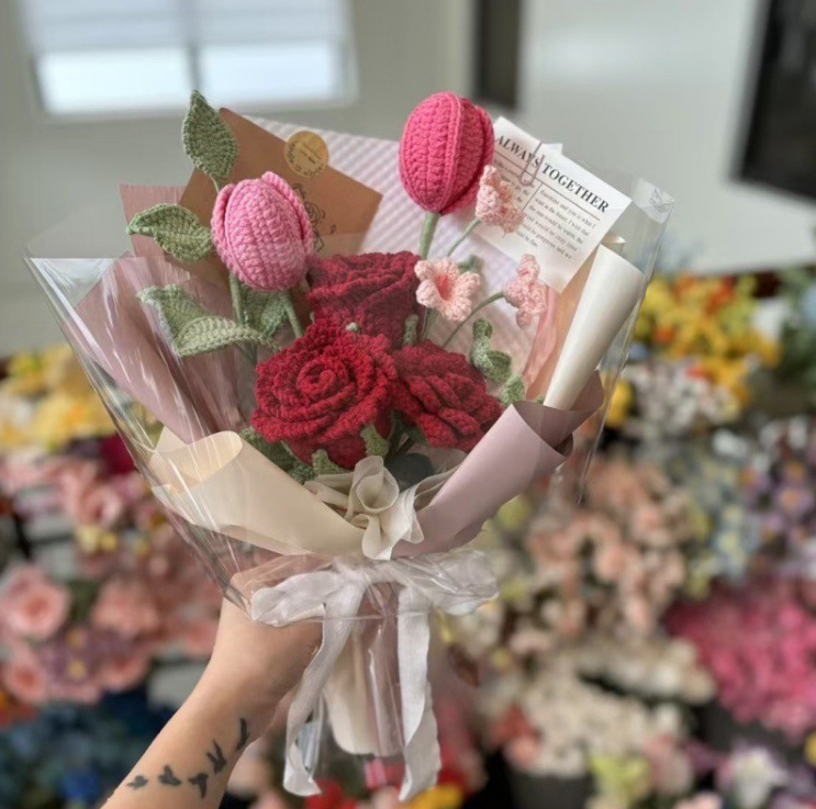 Crochet Luoshen Rose Flowers-10-Pack