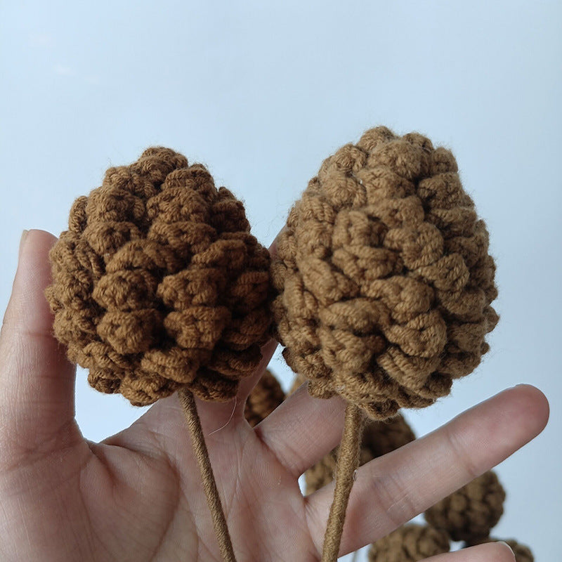 Crochet Pine Cone & Cotton Stems-10-Pack