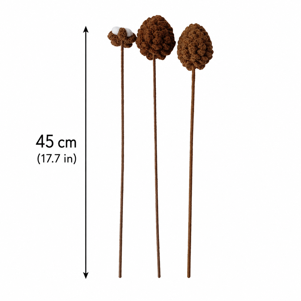 Crochet Pine Cone & Cotton Stems-10-Pack