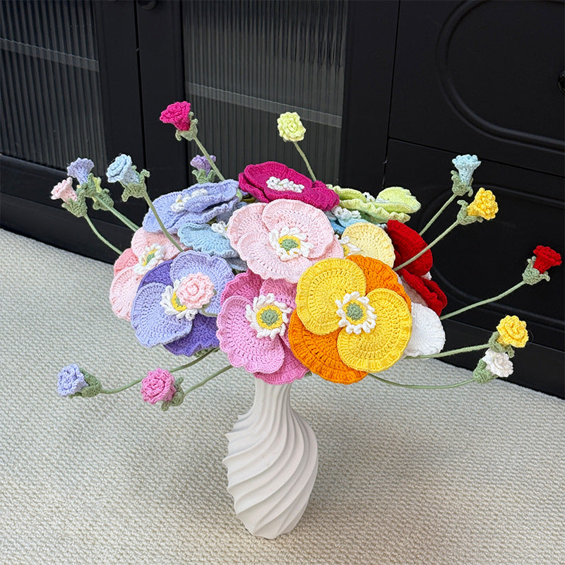 Crochet Poppy Flowers-5-Pack