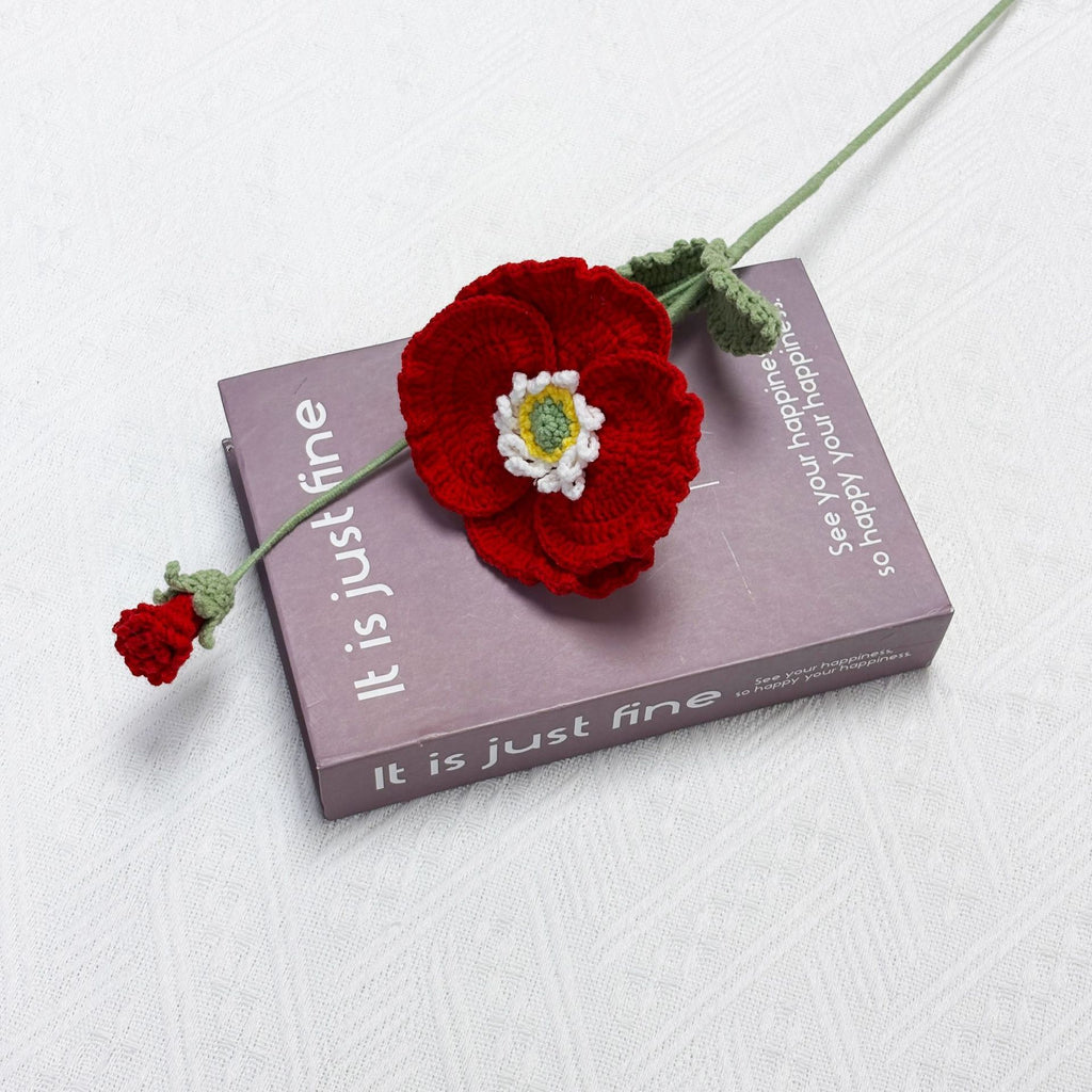 Crochet Poppy Flowers-5-Pack