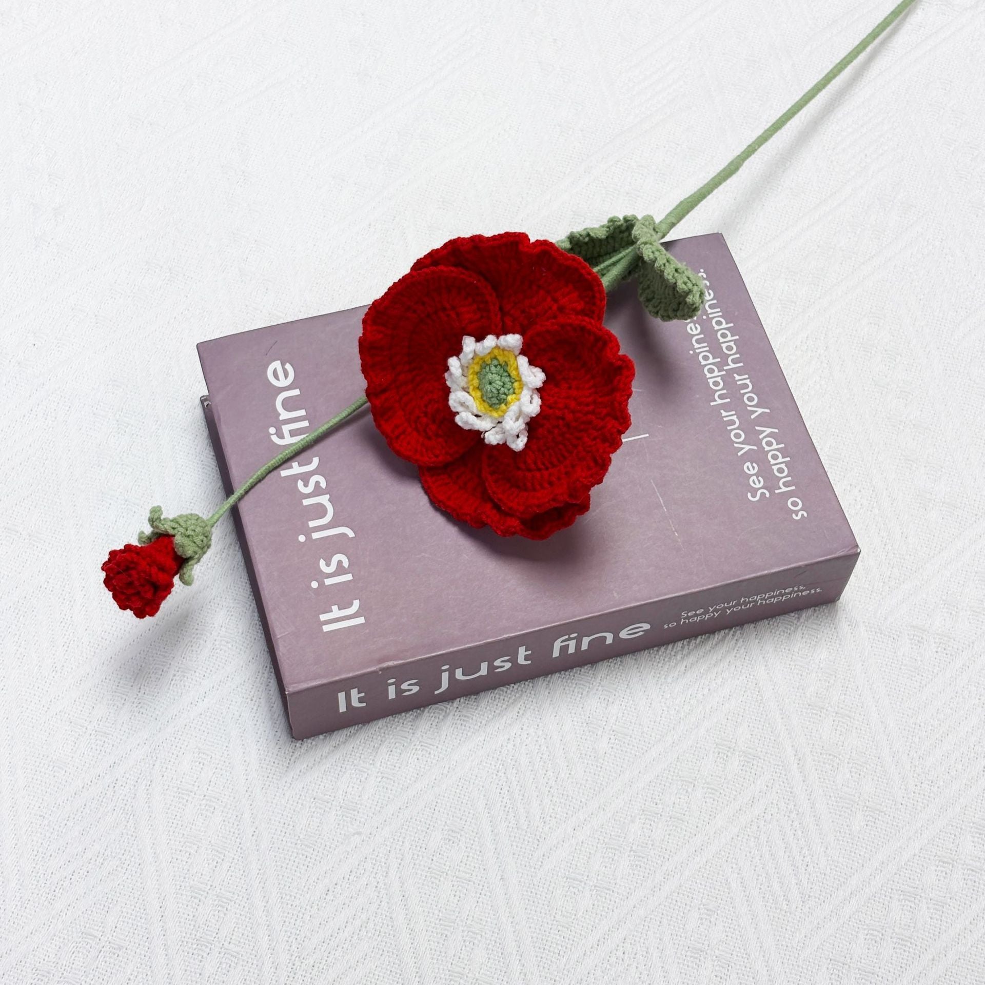 Crochet Poppy Flowers-5-Pack