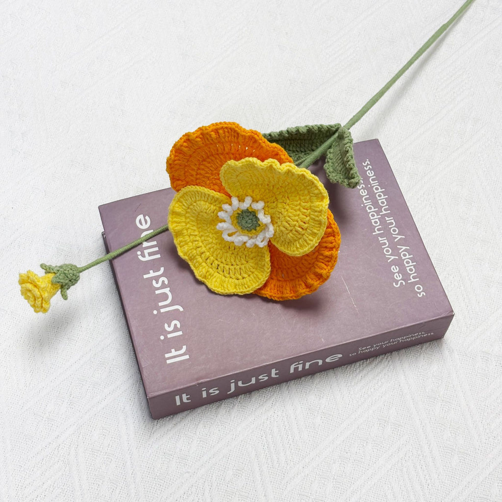 Crochet Poppy Flowers-5-Pack