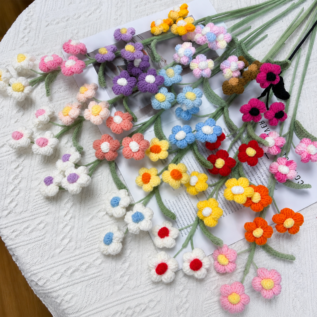 Crochet Puff Flowers-10-Pack