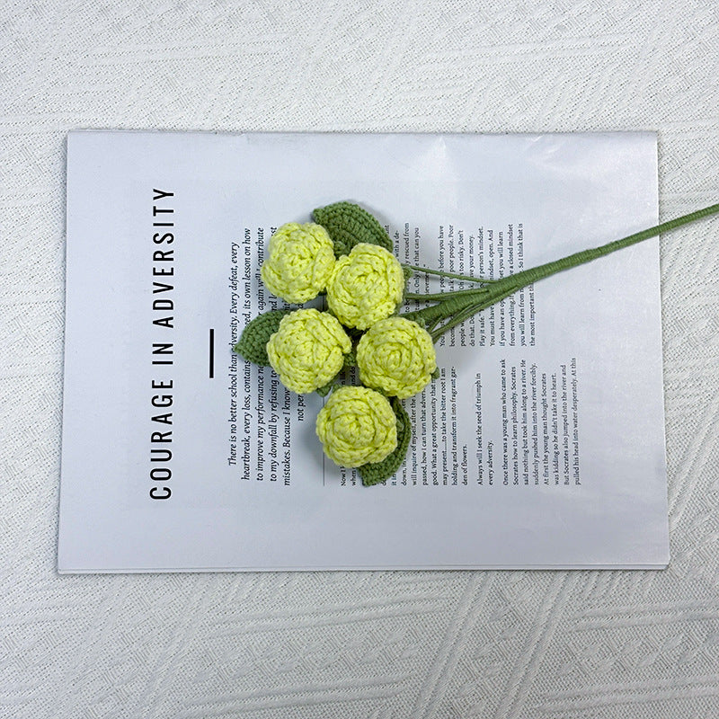 Crochet 5-Head Rose Stems-10-Pack