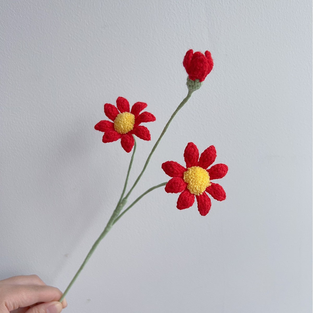 Crochet Blue-Eyed Daisy Flower Stems-10-Pack