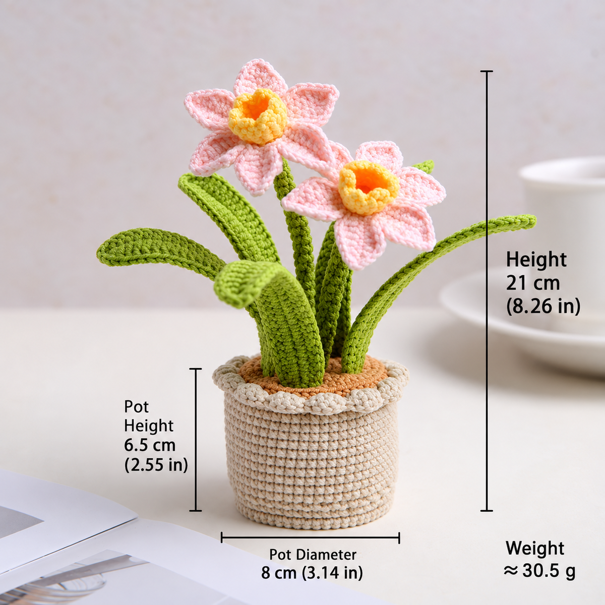 Crochet Daffodil Potted Plant-2-Pack