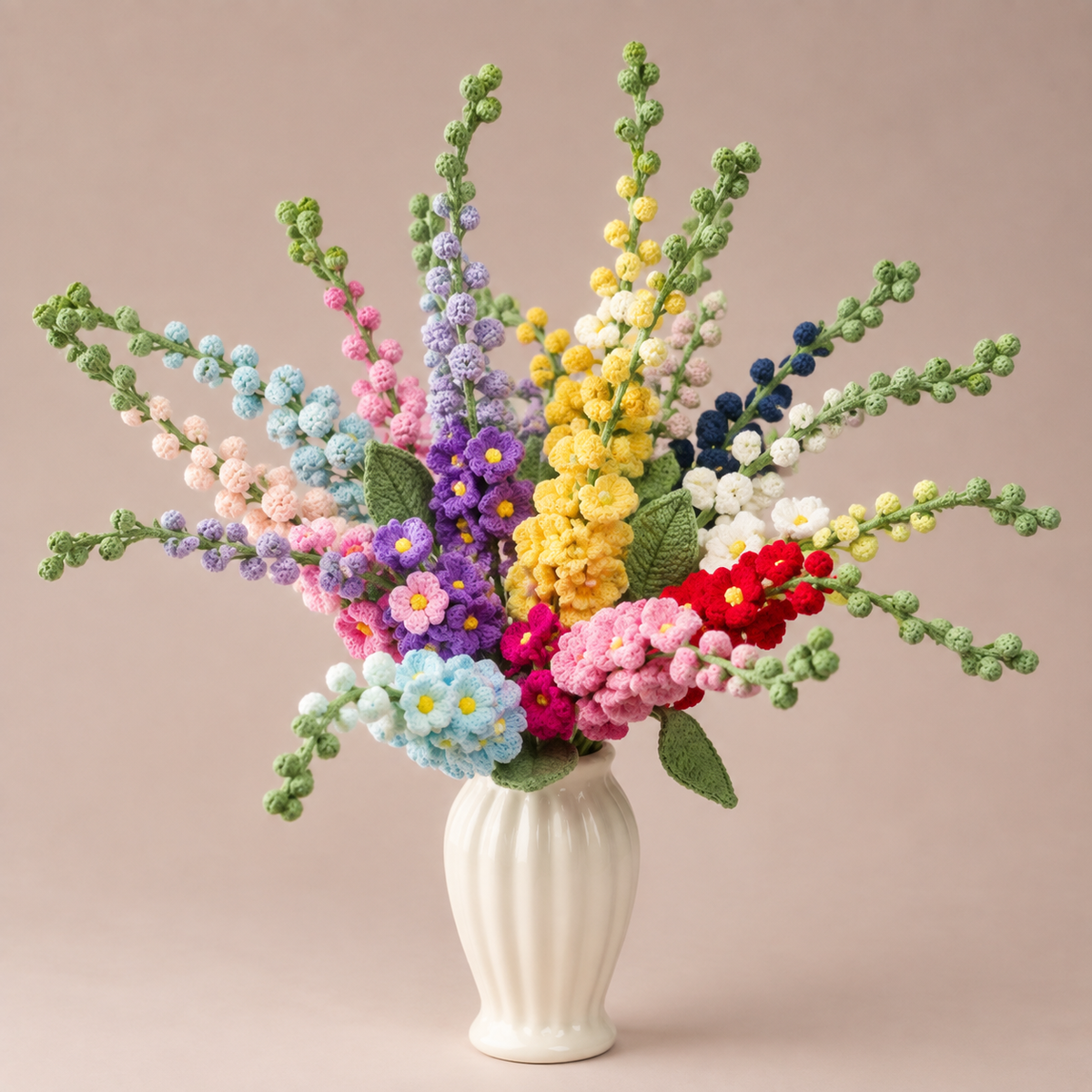Crochet Delphinium Flowers-5-Pack