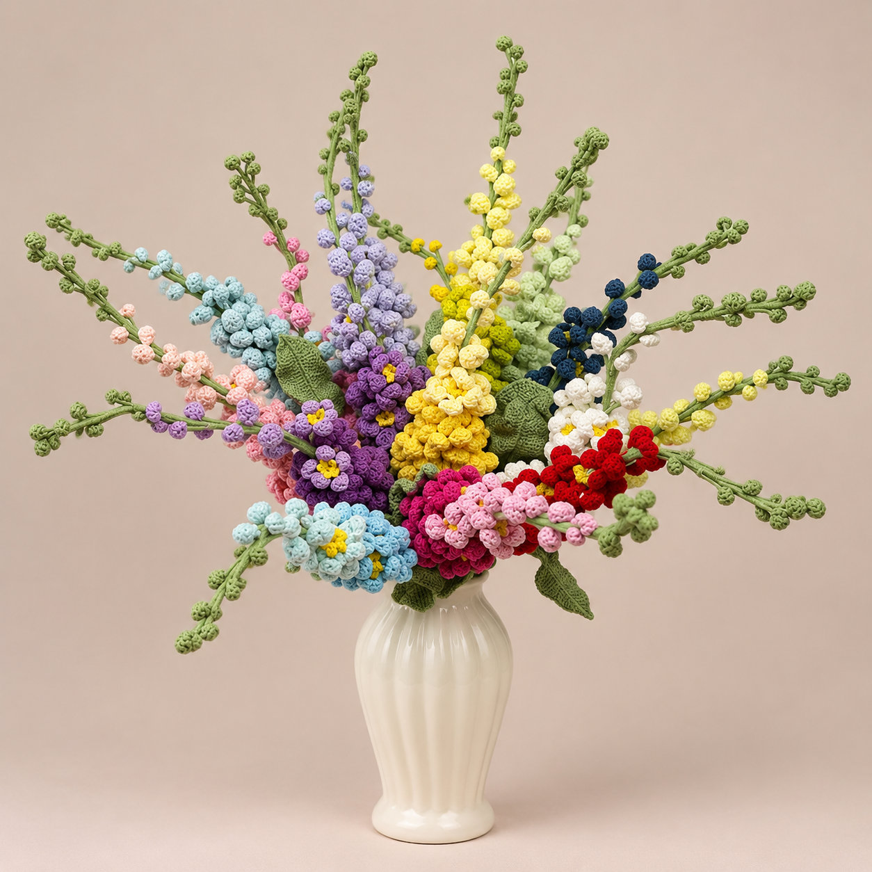 Crochet Delphinium Flowers-5-Pack