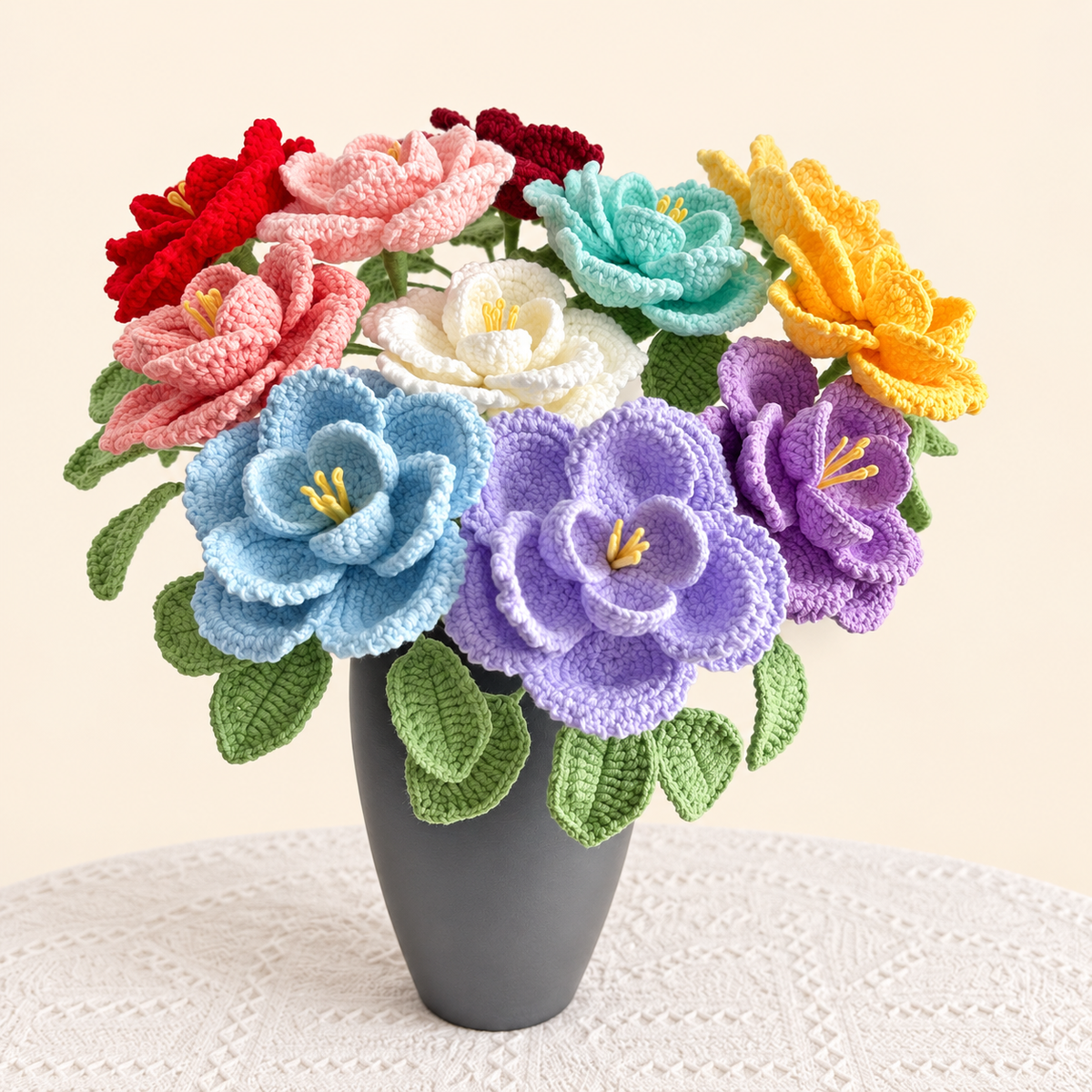 Crochet French Rose Stems-5-Pack