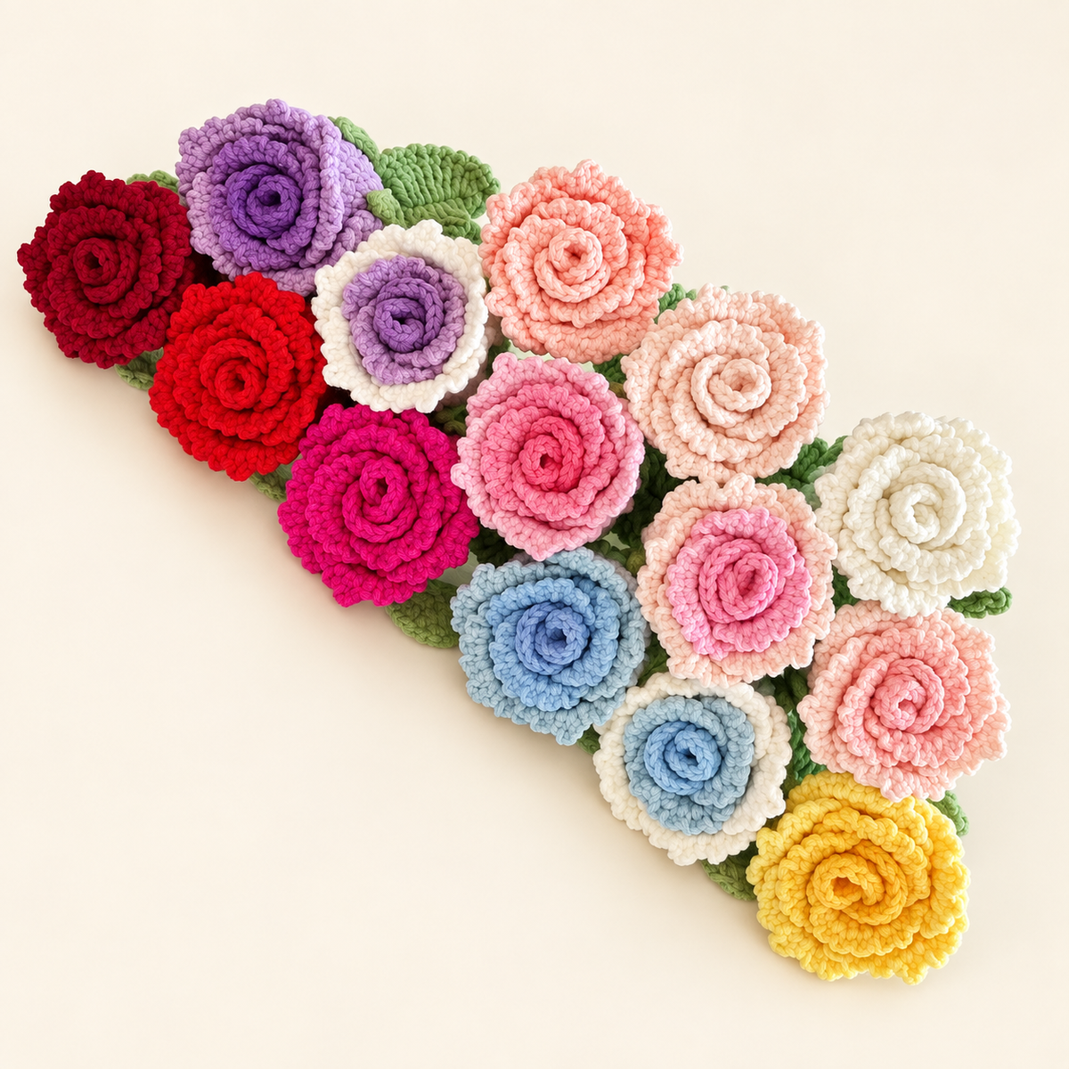Crochet Luoshen Rose Flowers-10-Pack