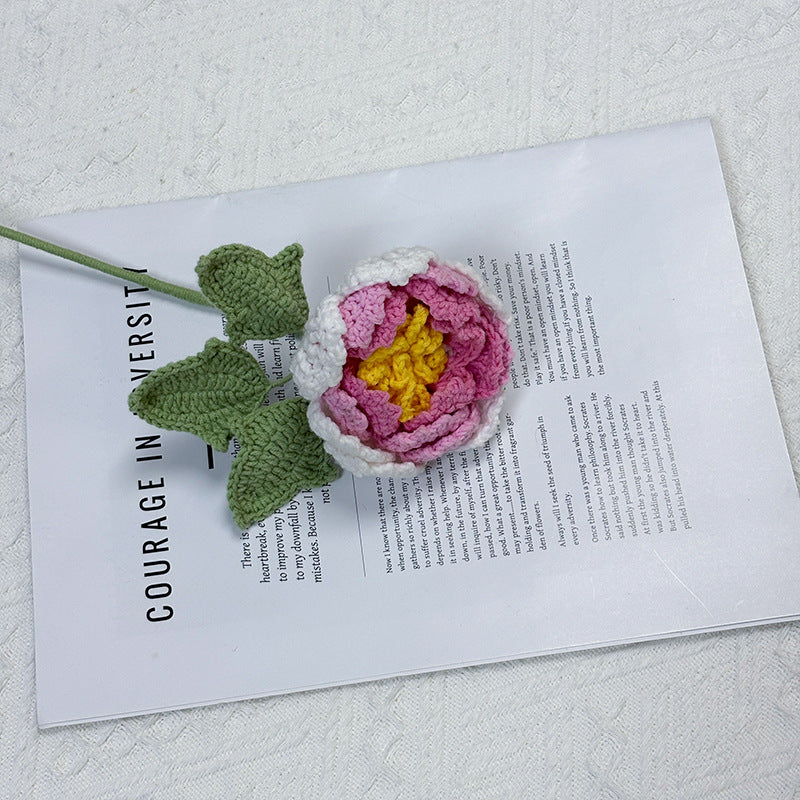 Crochet Peony Flower Stem-10-Pack