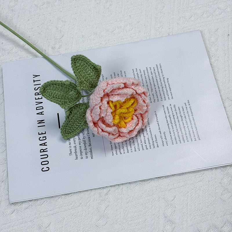 Crochet Peony Flower Stem-10-Pack