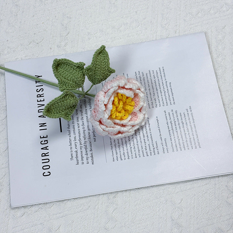 Crochet Peony Flower Stem-10-Pack