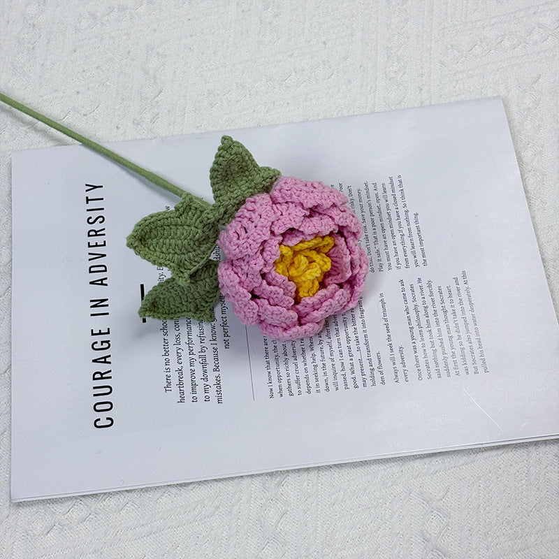 Crochet Peony Flower Stem-10-Pack