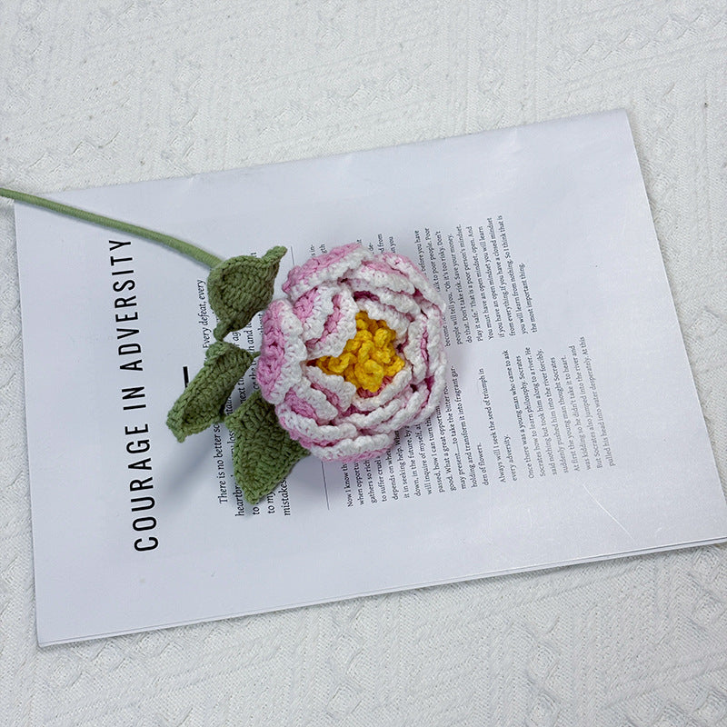 Crochet Peony Flower Stem-10-Pack