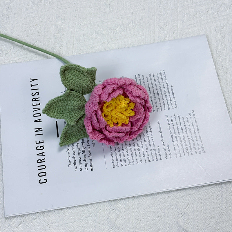 Crochet Peony Flower Stem-10-Pack