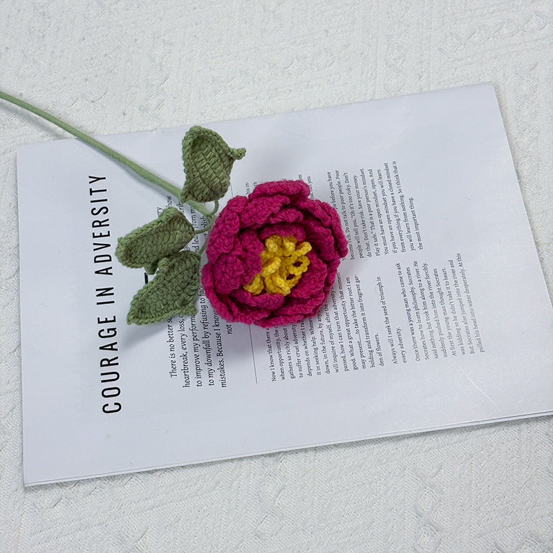 Crochet Peony Flower Stem-10-Pack