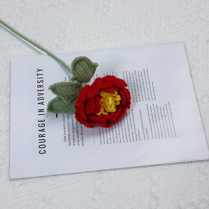 Crochet Peony Flower Stem-10-Pack
