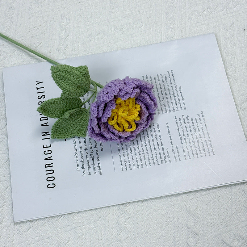 Crochet Peony Flower Stem-10-Pack