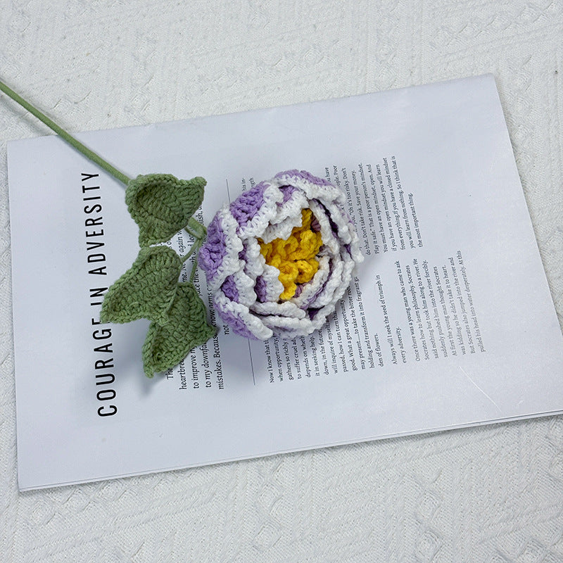 Crochet Peony Flower Stem-10-Pack