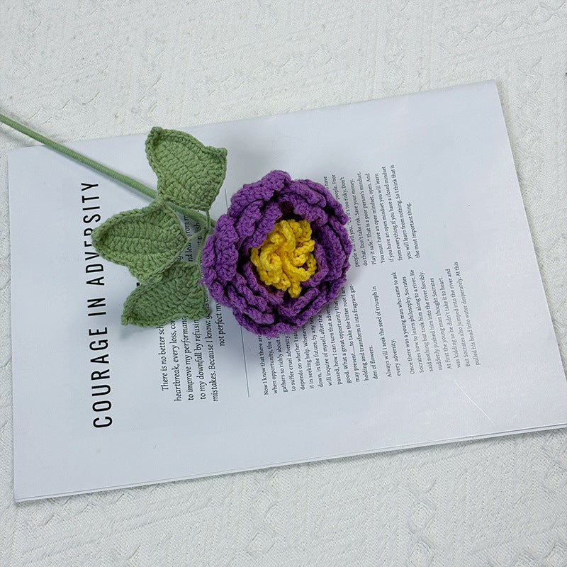 Crochet Peony Flower Stem-10-Pack