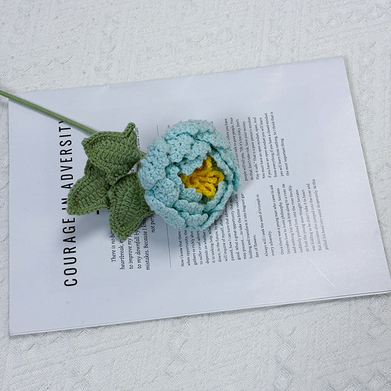 Crochet Peony Flower Stem-10-Pack