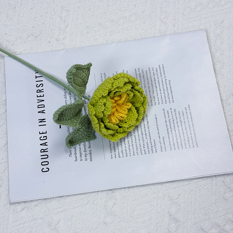 Crochet Peony Flower Stem-10-Pack