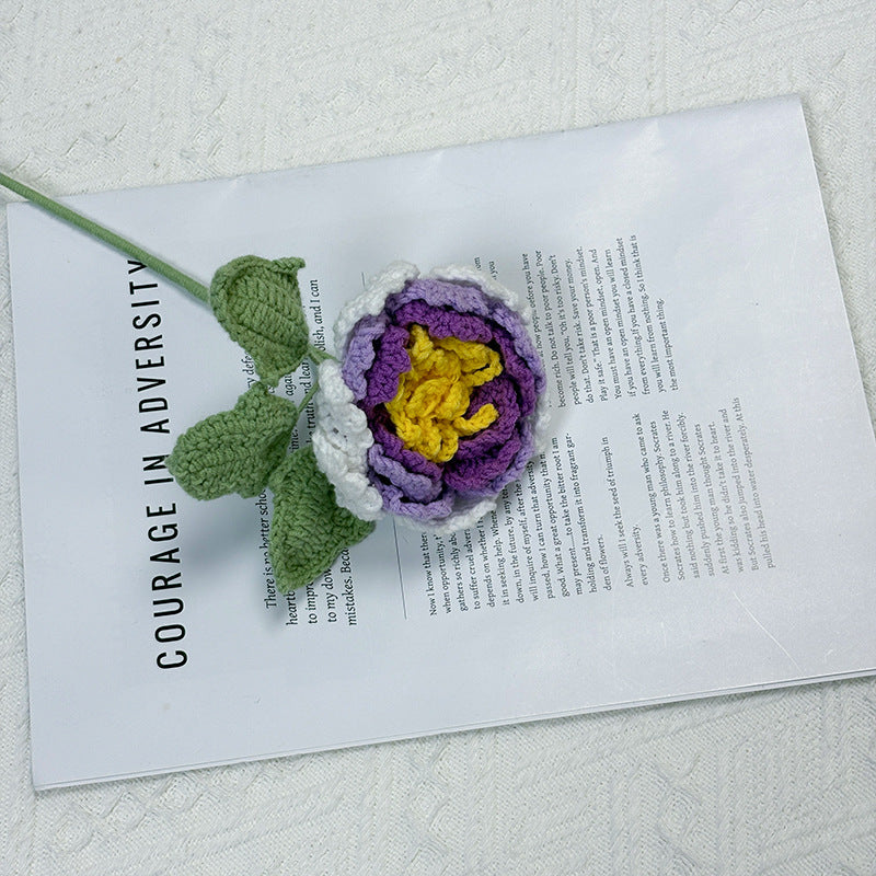 Crochet Peony Flower Stem-10-Pack