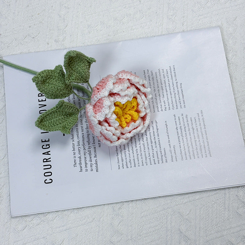 Crochet Peony Flower Stem-10-Pack