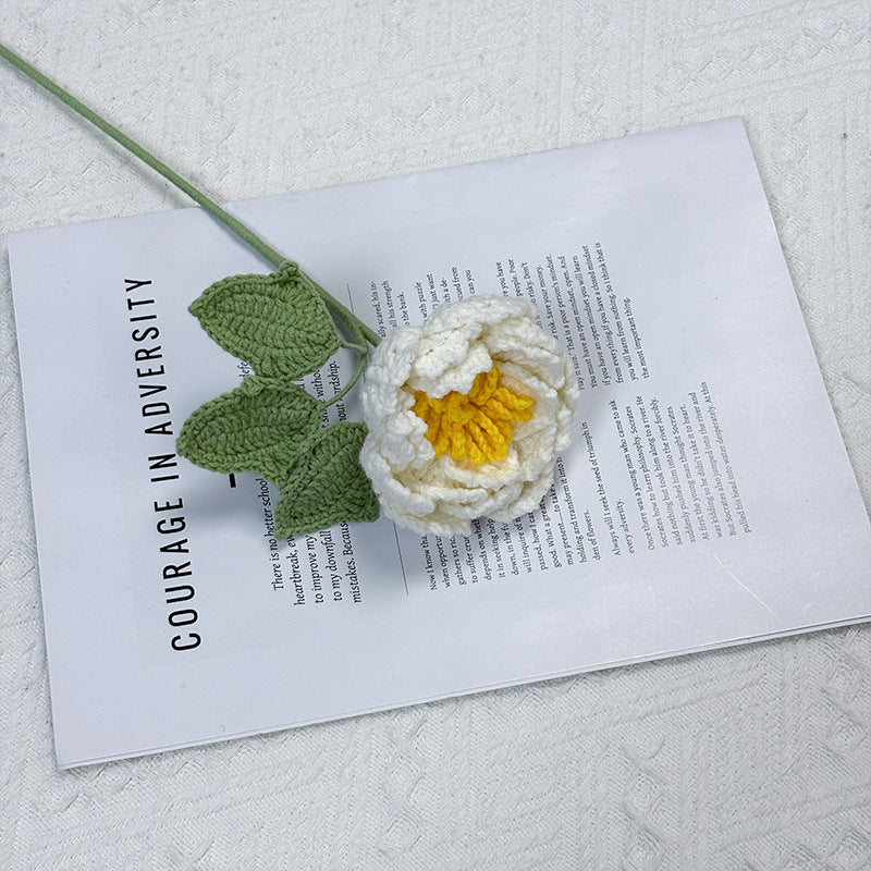 Crochet Peony Flower Stem-10-Pack