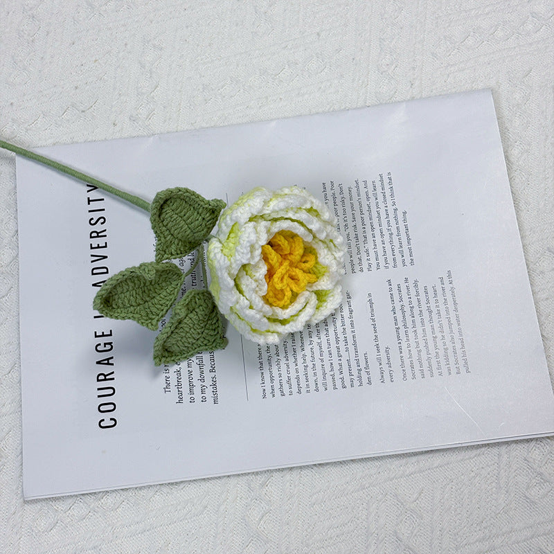 Crochet Peony Flower Stem-10-Pack
