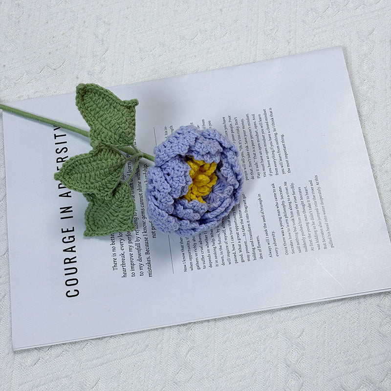 Crochet Peony Flower Stem-10-Pack