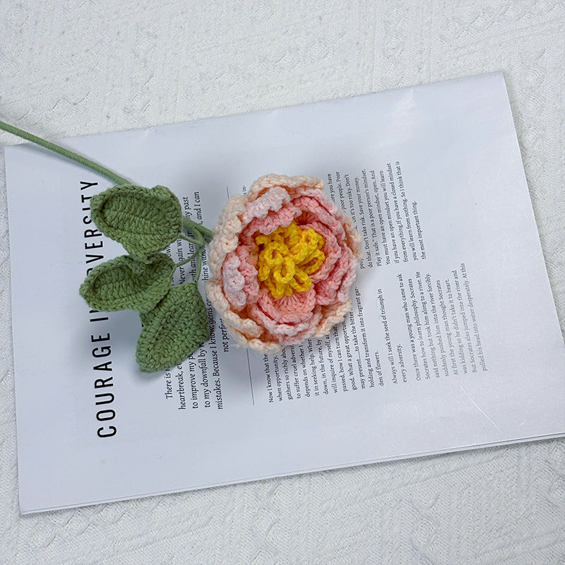 Crochet Peony Flower Stem-10-Pack