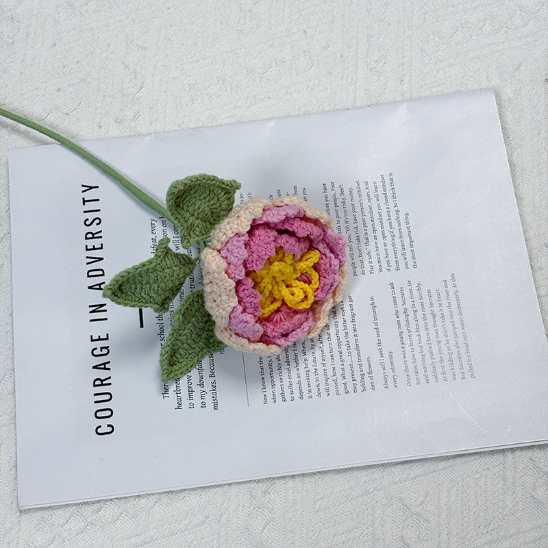 Crochet Peony Flower Stem-10-Pack