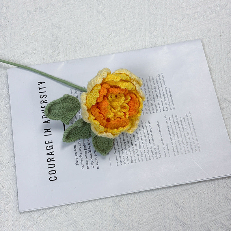 Crochet Peony Flower Stem-10-Pack