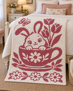 Bunny Teacup Tulips C2C Crochet Mosaic Pattern-Digital Download