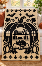 Halloween Library Cat C2C Crochet Mosaic Pattern-Digital Download