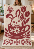 Bunny Teacup Tulips C2C Crochet Mosaic Pattern-Digital Download