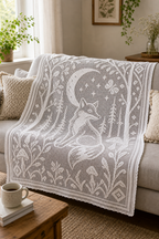 Moonlit Fox Forest Filet Crochet Curtain Pattern-Digital Download