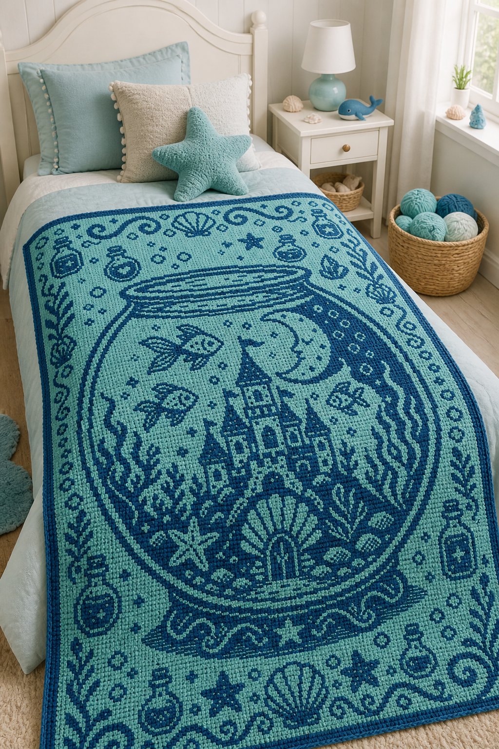 Fishbowl Castle C2C Crochet Mosaic Pattern-Digital Download