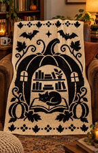 Halloween Library Cat C2C Crochet Mosaic Pattern-Digital Download