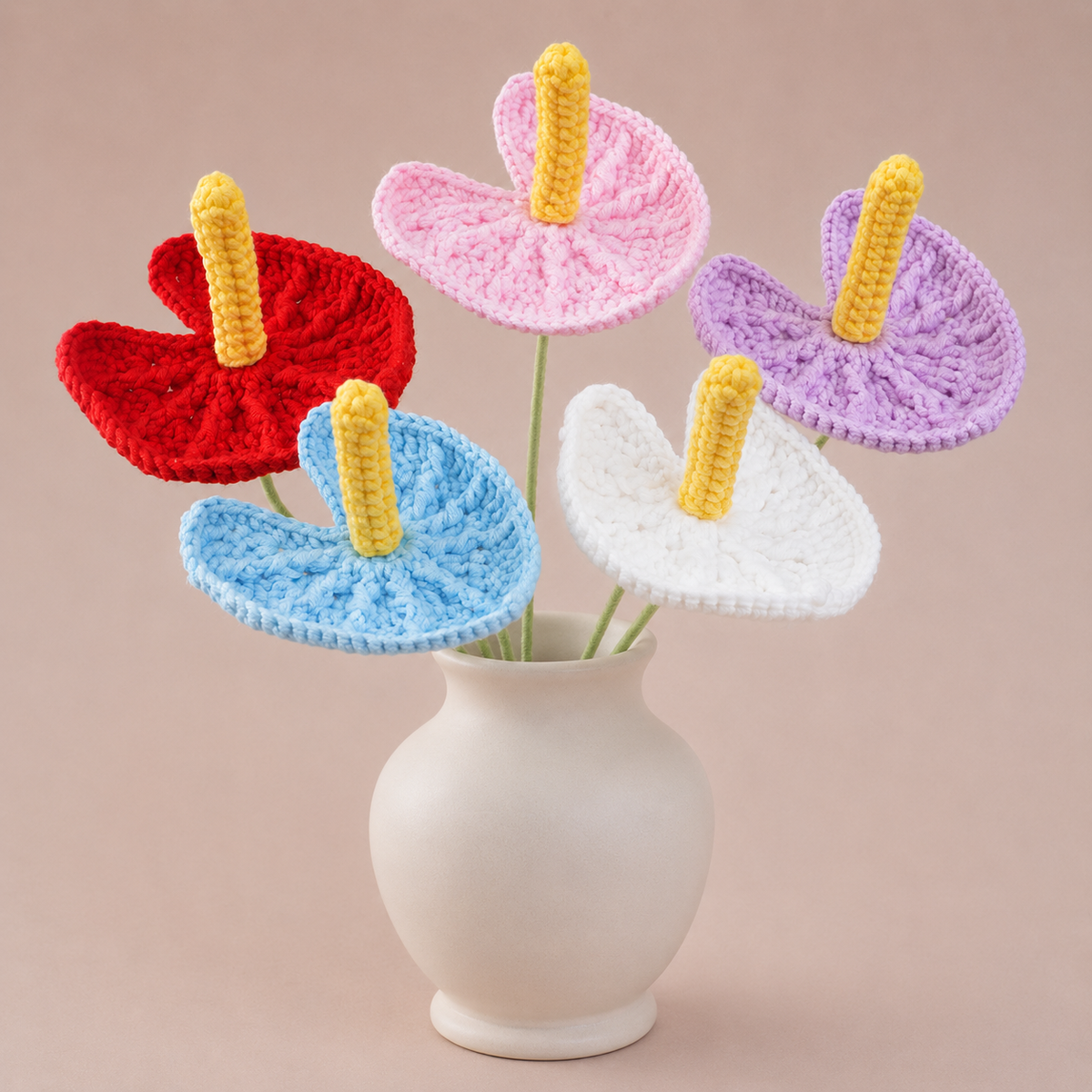 Handmade Crochet Anthurium Flowers – Set of 10 Stems
