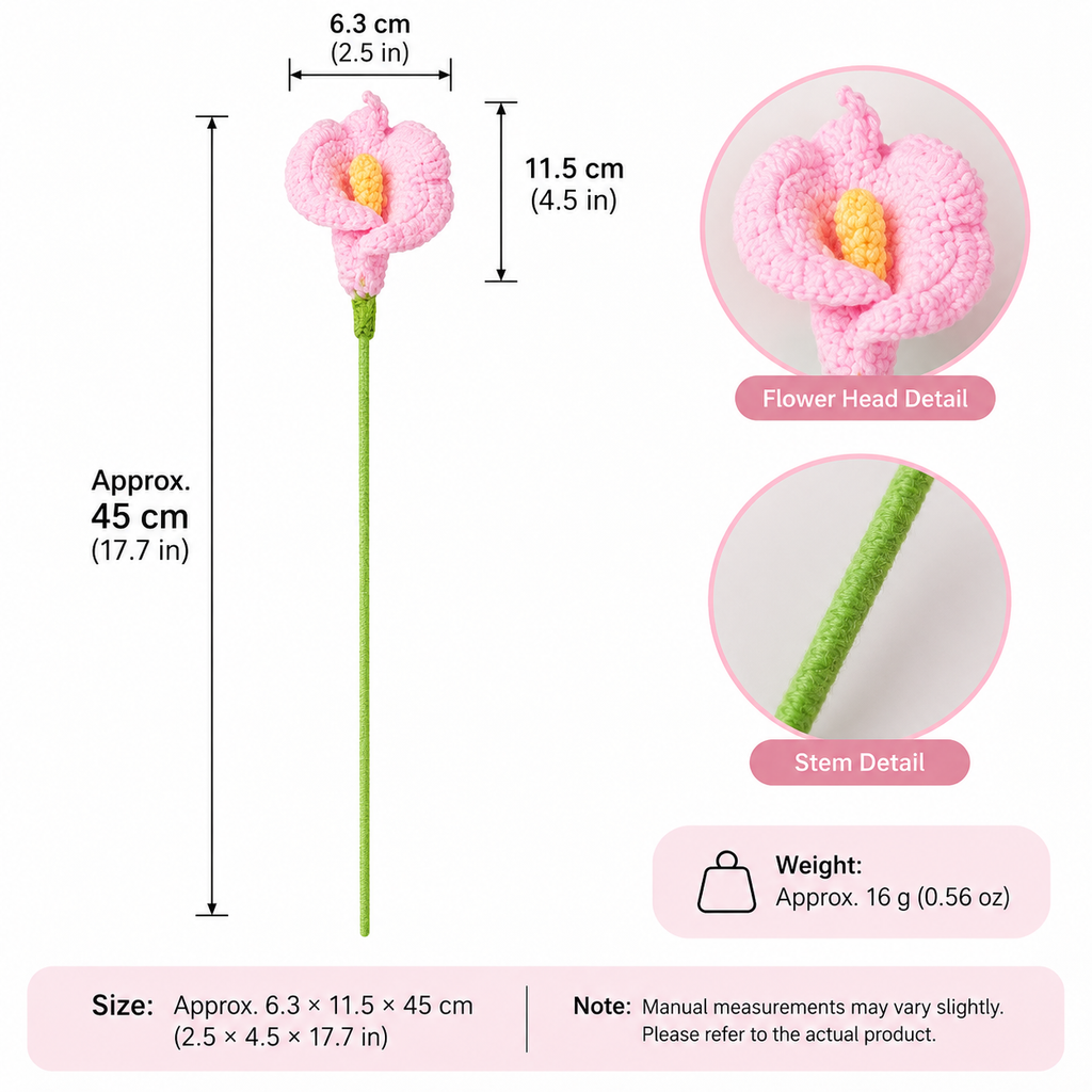 Handmade Crochet Calla Lily Flowers – Set of 10 Stems