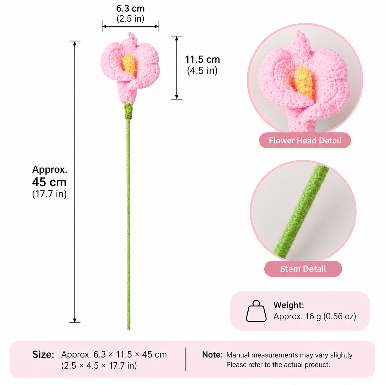 Handmade Crochet Calla Lily Flowers – Set of 10 Stems