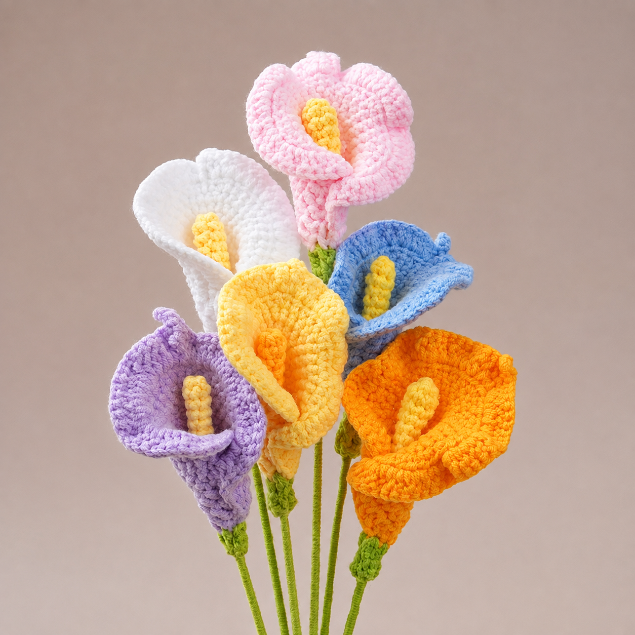 Handmade Crochet Calla Lily Flowers – Set of 10 Stems